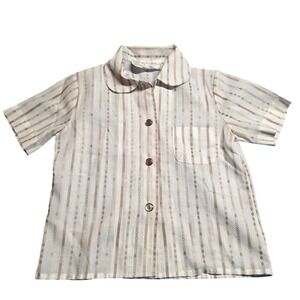 70's‎ Vintage Brownies Girl Scout Uniform Shirt Kids Short Sleeve Button Striped